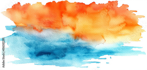 Sky blue & sunset orange watercolor stains.