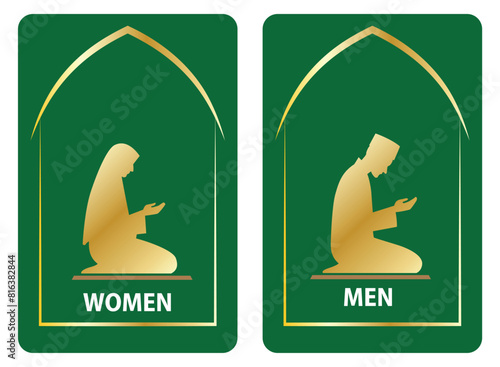 set of  mosque icon or prayer room sign isolated. 3D Illustration