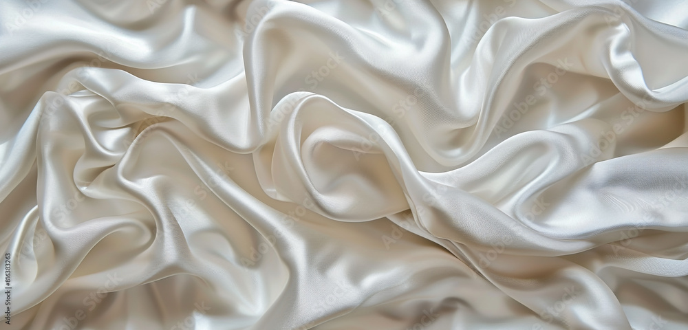Fototapeta premium Radiant white fabric texture on widescreen display.