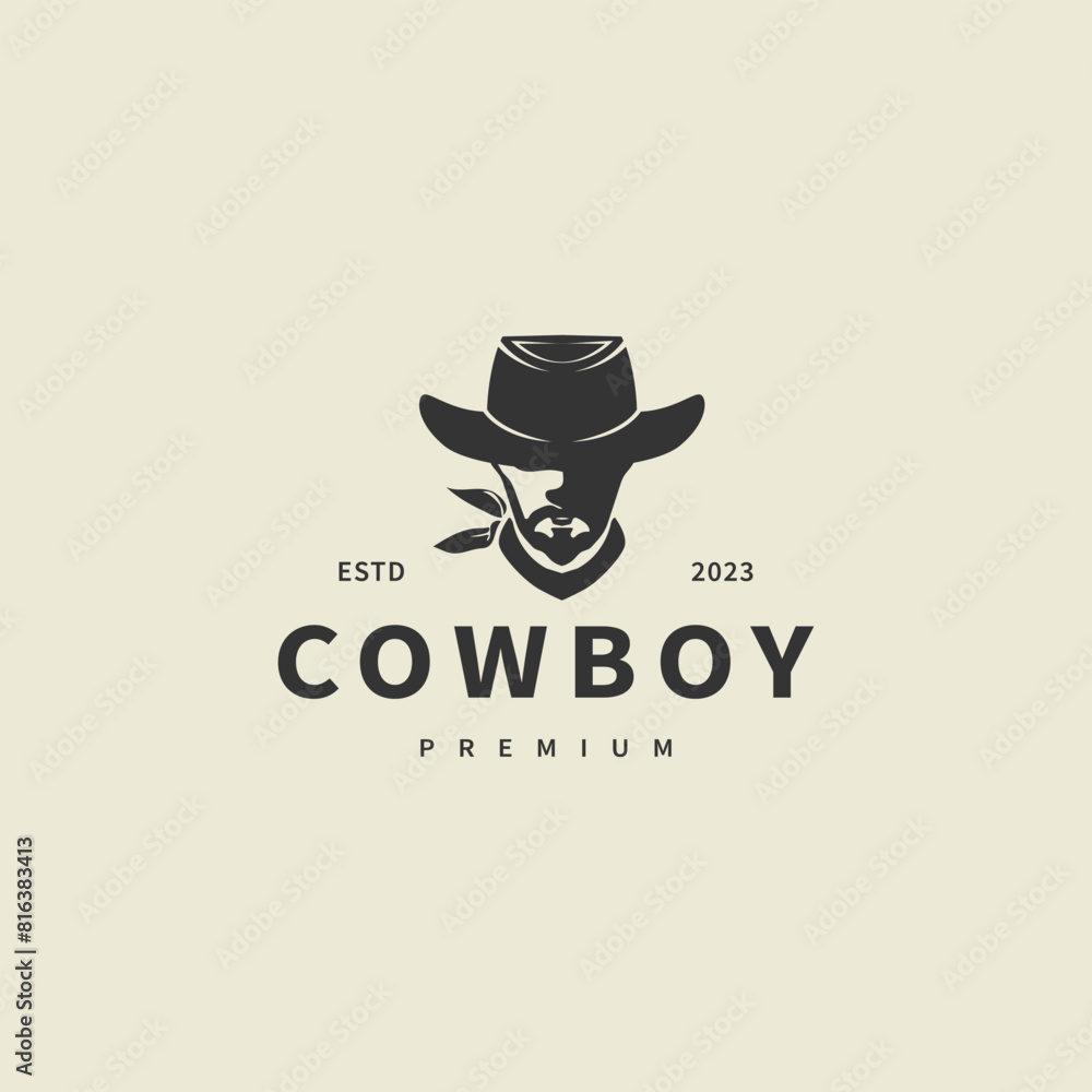 vintage cowboy logo design illustration