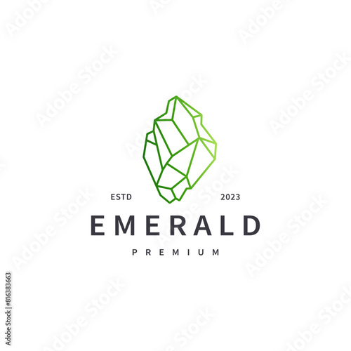 emerald gem logo design with line art style 4