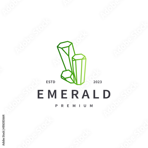 emerald gem logo design with line art style 5