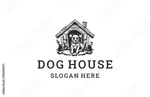 Dog house logo template vector illustration design