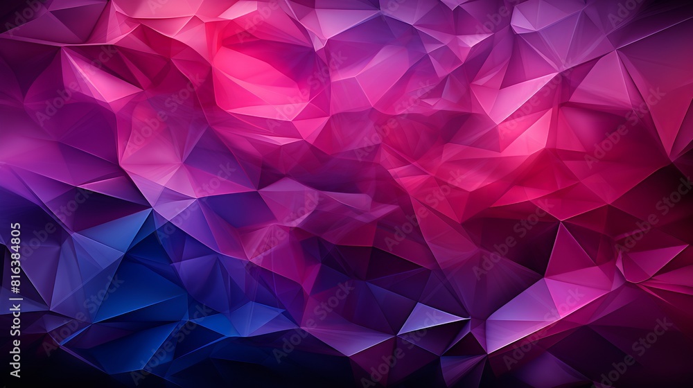 Fototapeta premium This purple geometric pattern features bold colors and sharp lines, creating a dynamic and eye-catching effect. The repeating shapes and patterns create a sense of movement and energy