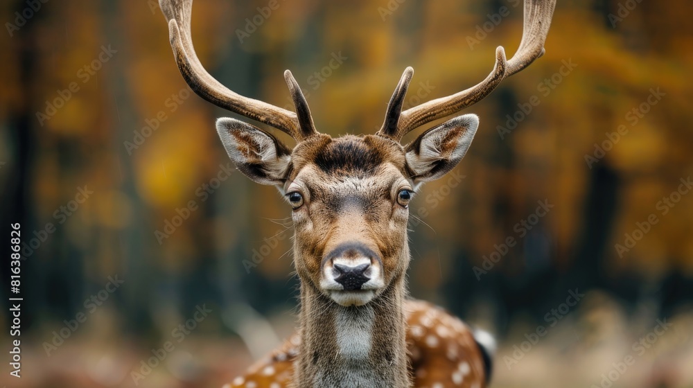 Fototapeta premium A majestic deer with large eyes gazing directly into the lens