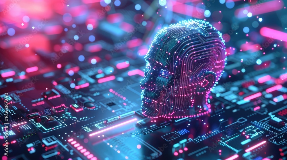 Illustration of a machine learning process featuring artificial ...