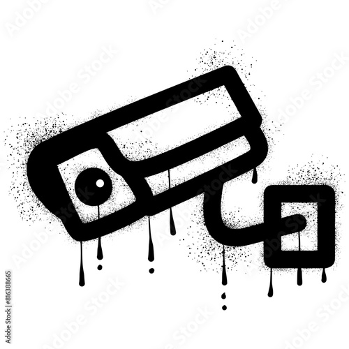 Security camera with spray paint graffiti art