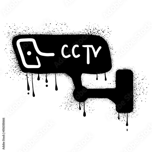 Security camera with spray paint graffiti art