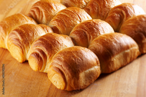Fresh crunchy bread rolls for breakfast photo
