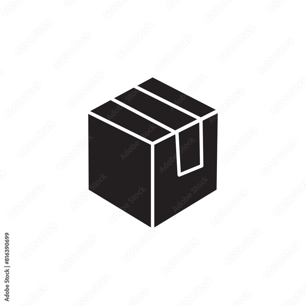 Delivery box, cardboard sign flat trendy style illustration on white background..eps Delivery box, cardboard sign flat trendy style illustration on white background..eps