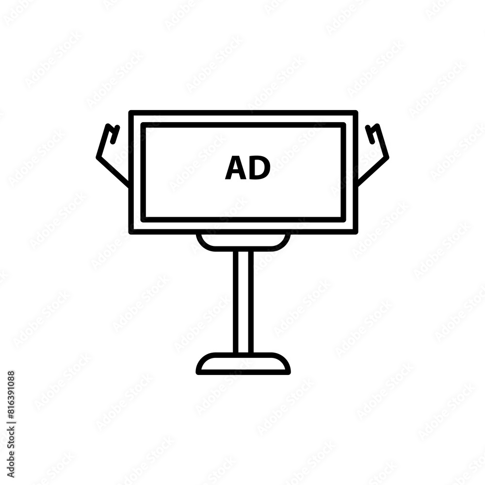 Street billboard line icon, vector simple illustration on white background..eps Street billboard line icon, vector simple illustration on white background..eps