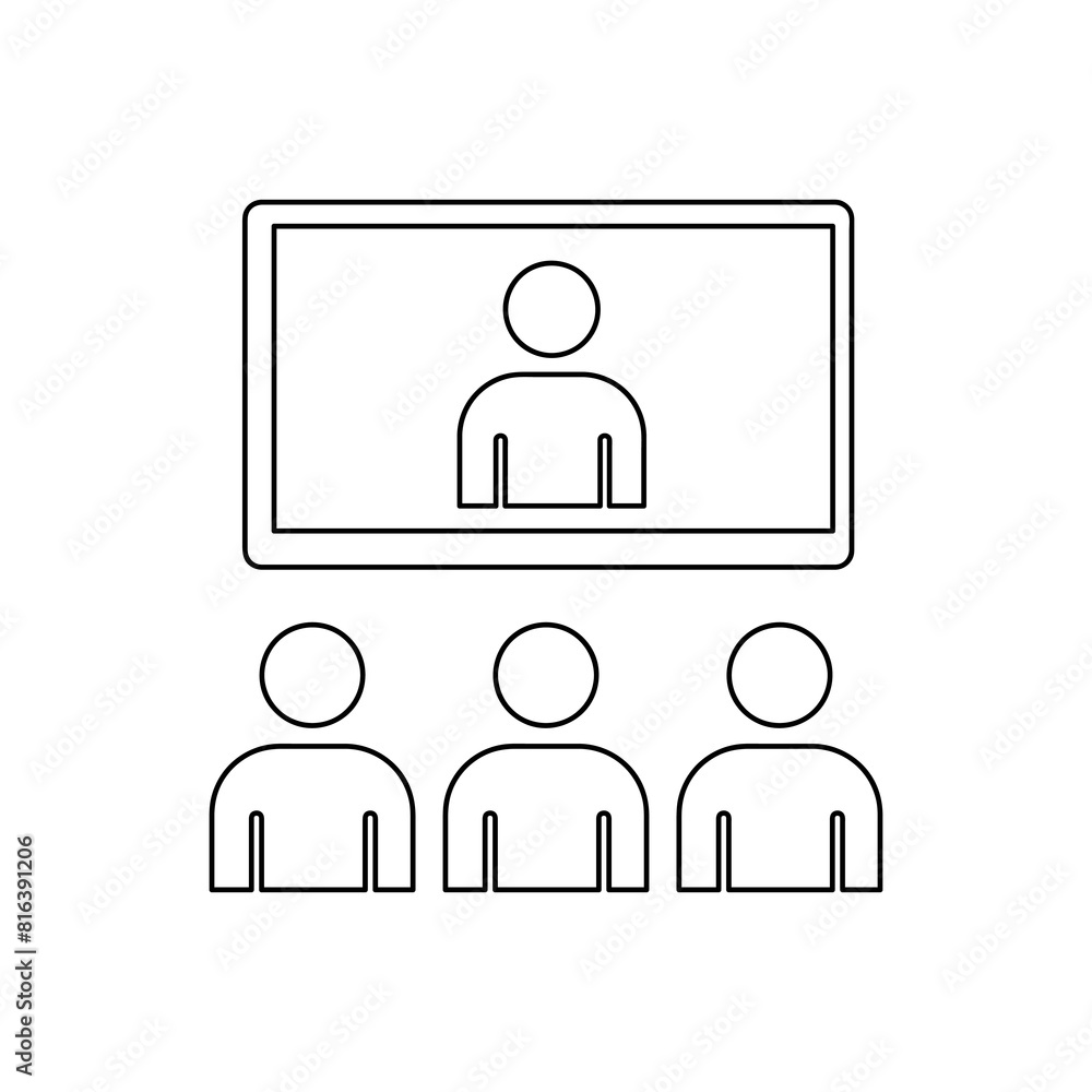 Video conference line icon, vector trendy style illustration on white background..eps