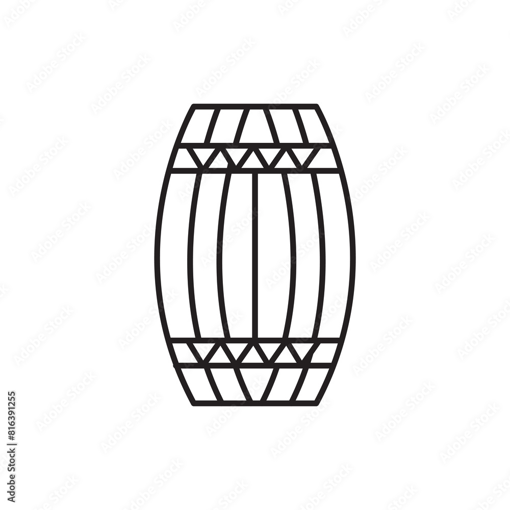 Wooden keg, barrel line icon, vector flat simple illustration on white background..eps Wooden keg, barrel line icon, vector flat simple illustration on white background..eps