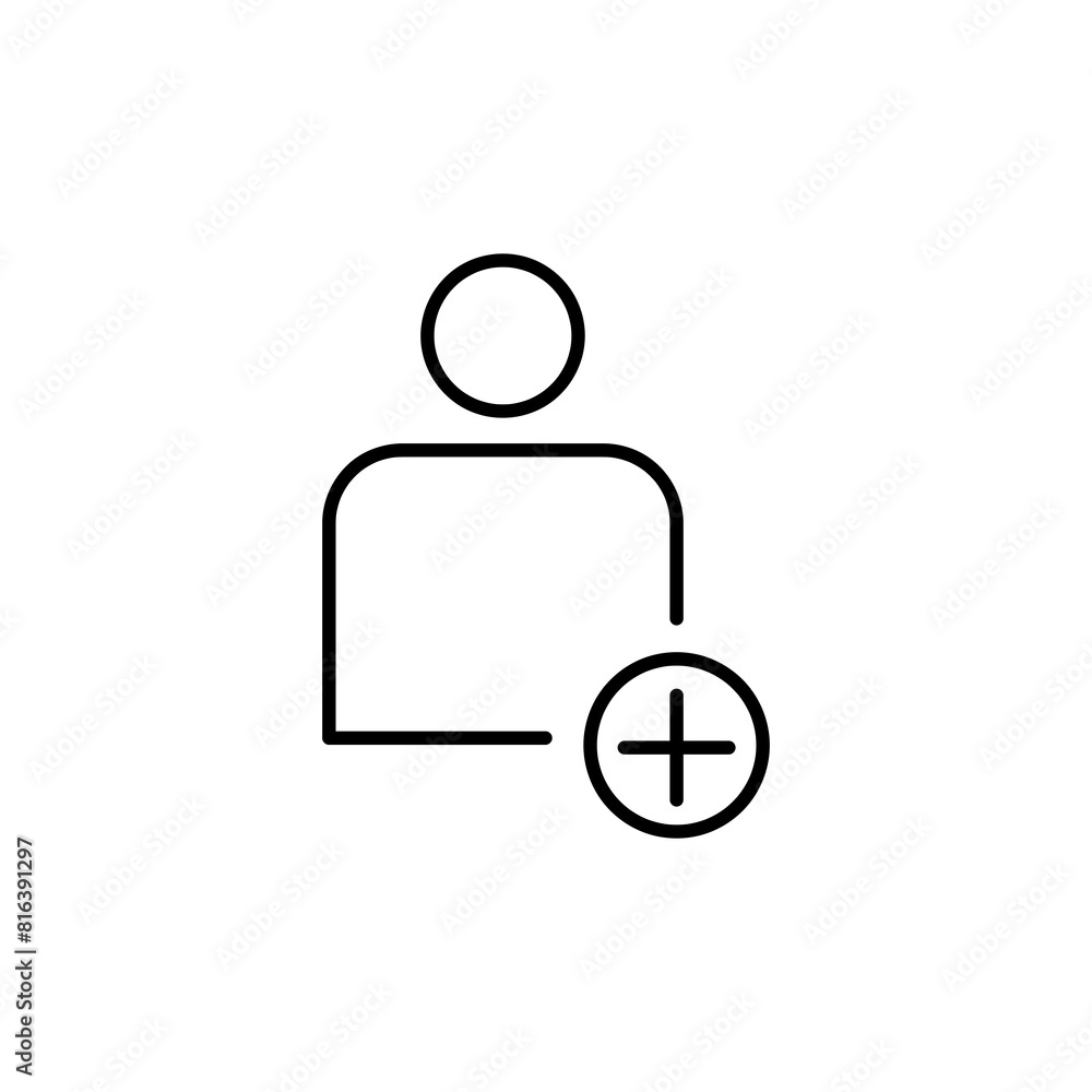 Add user male line icon, Member with plus simple illustration on white background..eps Add user male line icon, Member with plus simple illustration on white background..eps