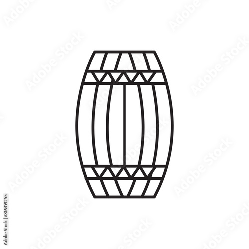 Wooden keg, barrel line icon, vector flat simple illustration on white background..eps