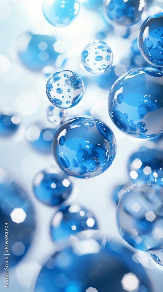 An abstract geometric background with blue 3d spheres and simple white background. An abstract geometric background with blue 3d spheres and simple white background.