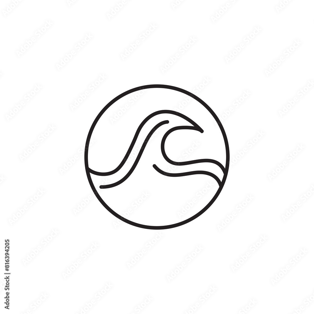 Beware big waves vector icon. vector simple flat liner illustration on white background..eps Beware big waves vector icon. vector simple flat liner illustration on white background..eps