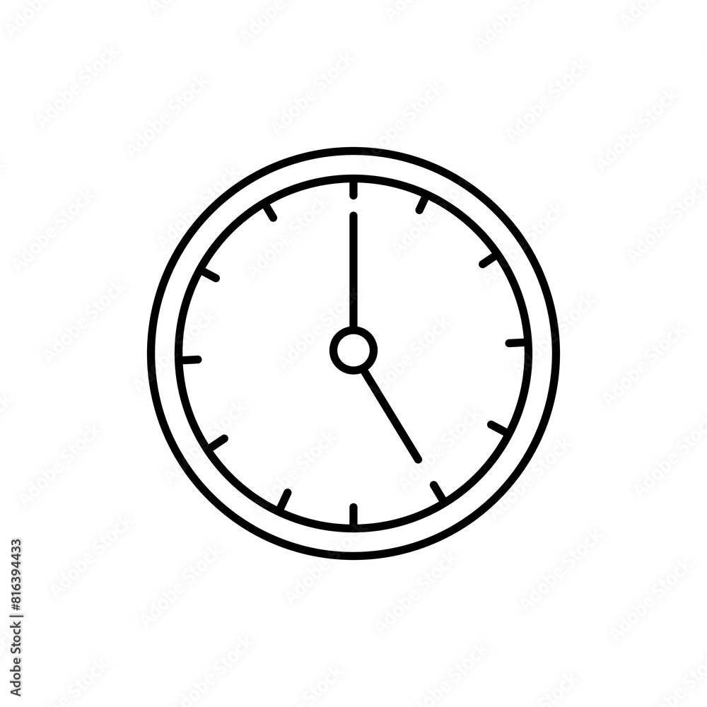 Five o'clock line icon. Clock time outline vector simple illustration on white background..eps Five o'clock line icon. Clock time outline vector simple illustration on white background..eps
