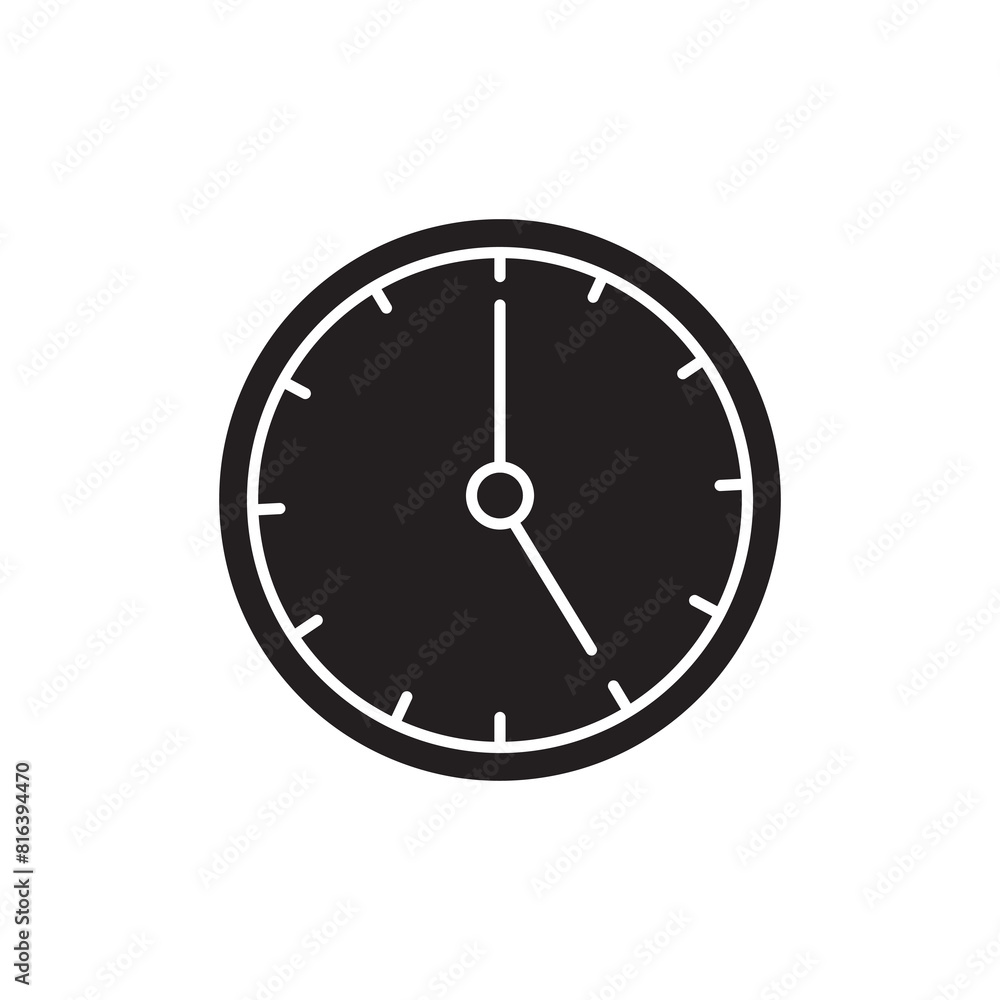 Five o'clock vector icon. Clock time simple black illustration on white background..eps Five o'clock vector icon. Clock time simple black illustration on white background..eps