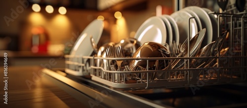 dish rack and dishes in the kitchen wash photo