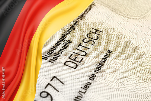 Flagge von Deutschland und deutscher Personalausweis © studio v-zwoelf