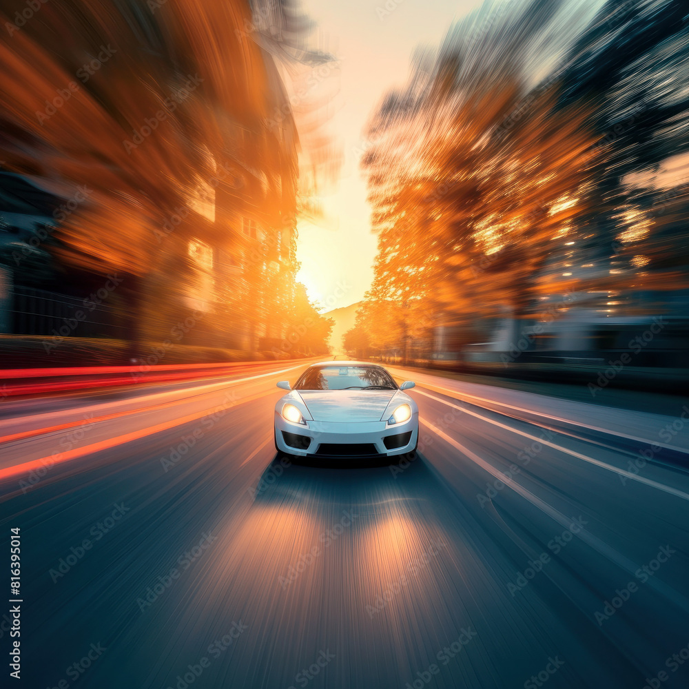 Capture the excitement of speed with a sport car racing on the road. Experience the future of imagery with. AI generative