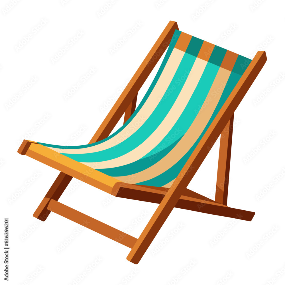 summer theme, colorful illustration of beach chair