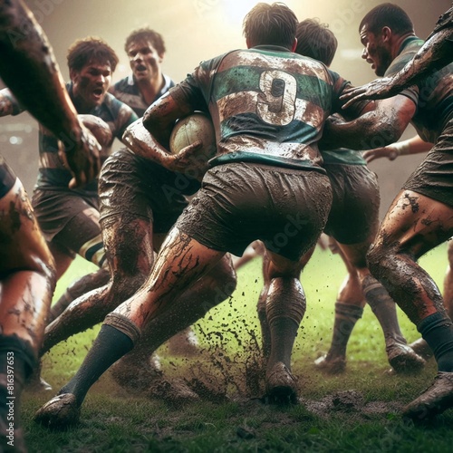  athlete doing rugby in action
