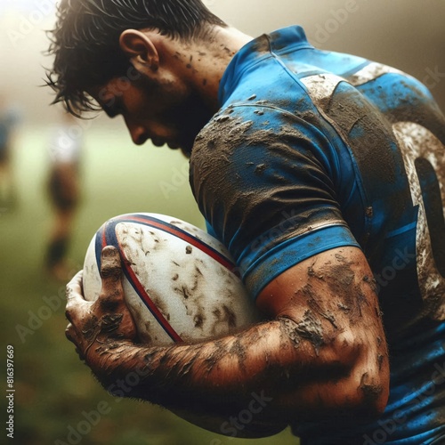  athlete doing rugby in action