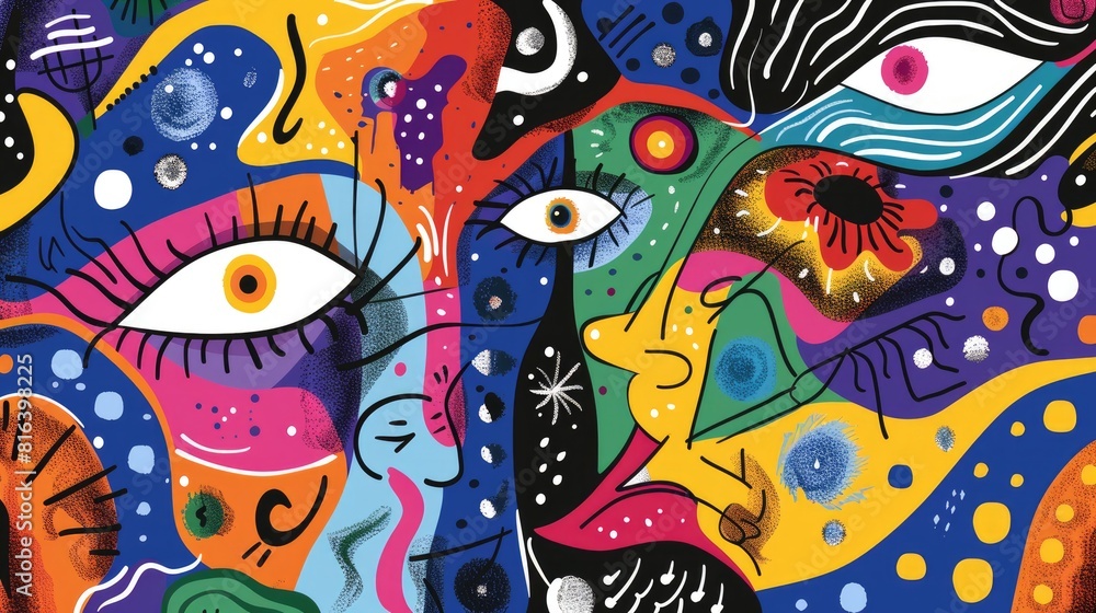 Childlike doodle with cosmic elements pattern and textural splashes portrayed through hand drawn artistic style with contemporary flair Childlike doodle with cosmic elements pattern and textural splashes portrayed through hand drawn artistic style with contemporary flair