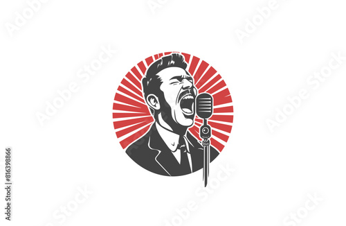 Man Sing logo design template vector illustration