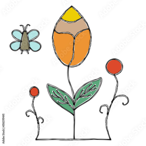 Flor con mariposa
