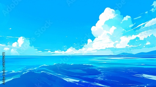 landscape beach style drawing anime background © dropideas