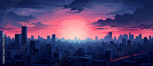 Wallpaper Mural Contrast background flat design top view urban theme animation Complementary Color Scheme Torontodigital.ca