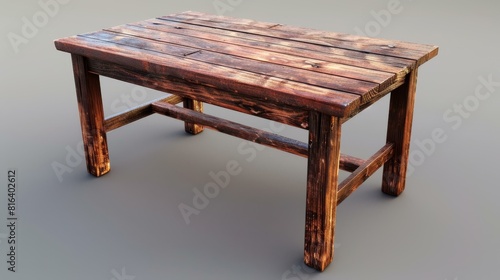 A unique table that shifts from wooden to another texture upon touch. photo