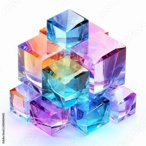 Stunning crystal cluster cube shining on a pristine white backdrop  Ai Generated