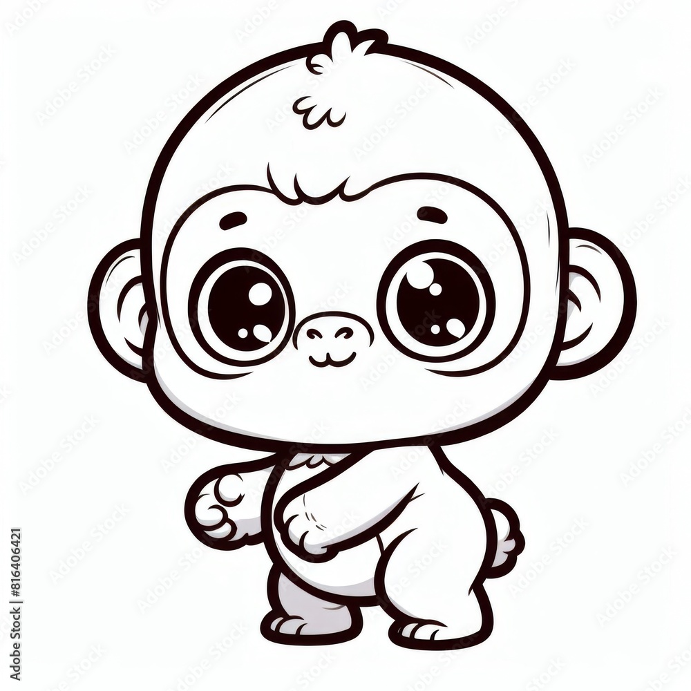 Adorable baby gorilla playing on the green grass Adorable baby gorilla playing on the green grass