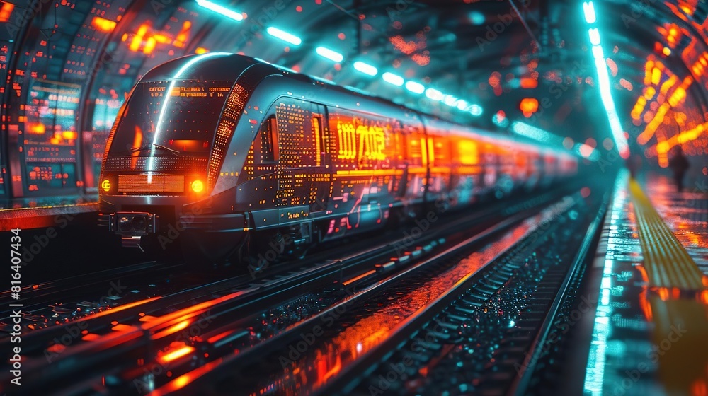 A high-speed train races through a tunnel
