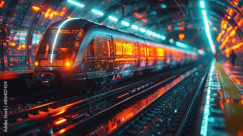 A high-speed train races through a tunnel