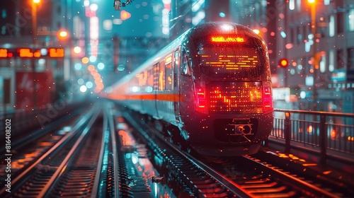 A digital painting of a train arriving at a station