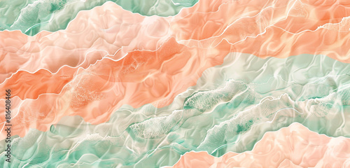 Peach blush and seafoam green abstract summer beach pattern. photo