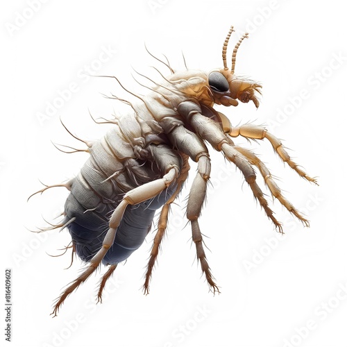 Fleas are small, wingless parasites that feed on the blood of mammals and birds, known for their impressive jump. photo