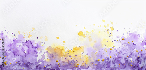 Smooth yellow and bold lavender splotches on canvas.
