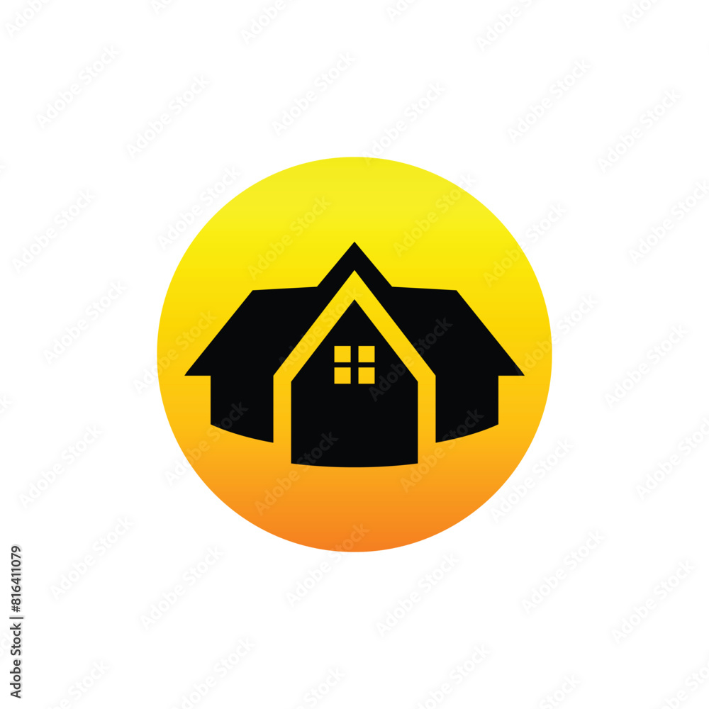 simple home real estate sun shine summer logo icon vector. Creative minimal abstract house with sun light logo design simple home real estate sun shine summer logo icon vector. Creative minimal abstract house with sun light logo design