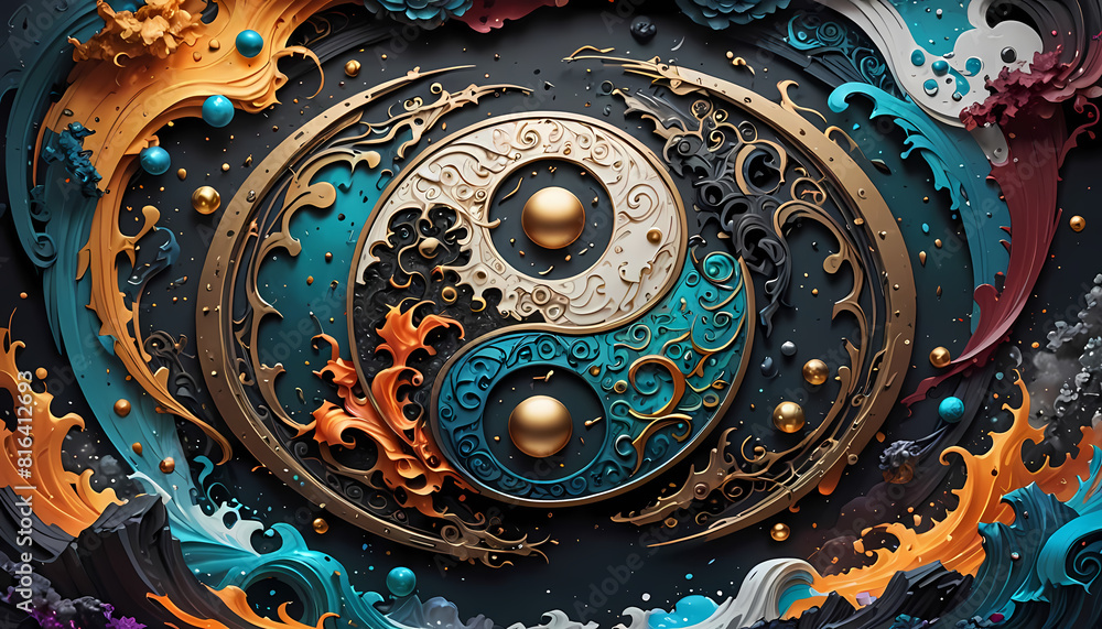 Abstract Background With Yin Yang Theme Stock Illustration | Adobe Stock