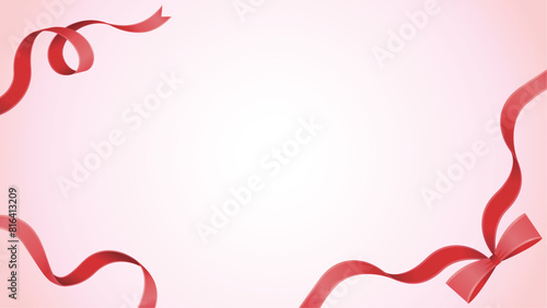 くるくるした赤いリボンの背景フレーム枠
