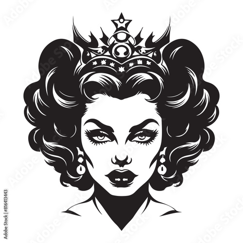 Reign of Fury Bold Angry Queen Emblem for Clothing