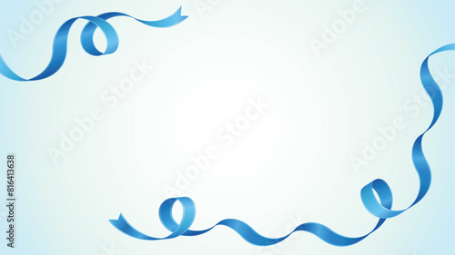 くるくるした青いリボンの背景フレーム枠