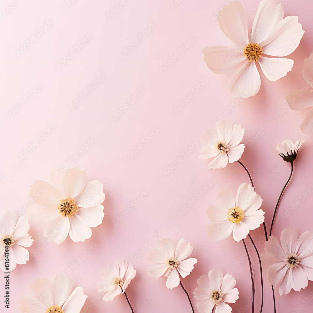 Wedding spring flower border frame with copy space in the middle. Beautiful floral background Wedding spring flower border frame with copy space in the middle. Beautiful floral background