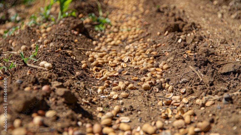 Many dry peanuts scattered on the earth ready for sowing Many dry peanuts scattered on the earth ready for sowing